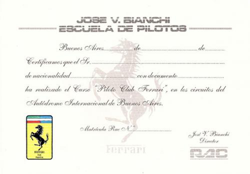 DIPLOMA CURSO FERRARI CLUB ARGENTINA