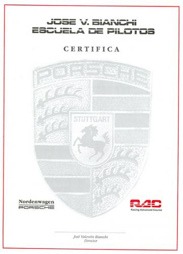 DIPLOMA CURSO PORSCHE CLUB