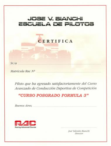 DIPLOMA CURSO POSGRADO F3 DE ALTA COMPETENCIA